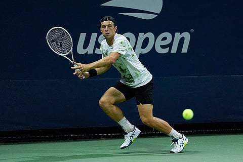 2024 US Open: Tallon Griekspoor returns a shot to Sumit Nagal